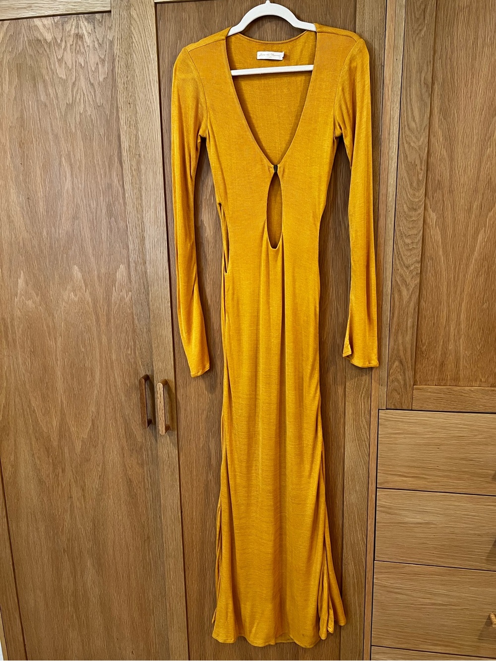 Savannah Morrow Gardenia Knit Maxi Dress Sunset Yellow Cutout Size XS Resort